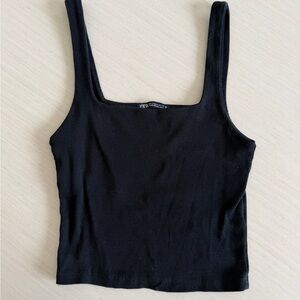 Zara Black Ribbed Crop Top